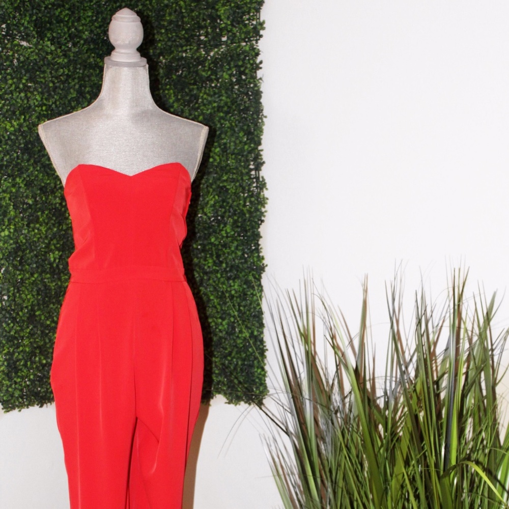 Red, Sweetheart Top Jumpsuit,